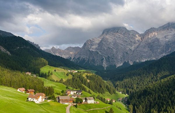 Wengen-La Valle-traditional farms of the Viles in the Val Badia in the Dolomites of South Tyrol